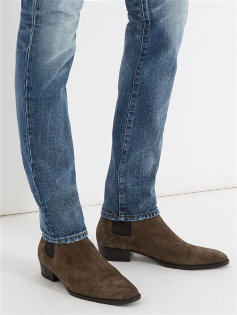 SAINT LAURENT Wyatt Suede Chelsea Boots for 